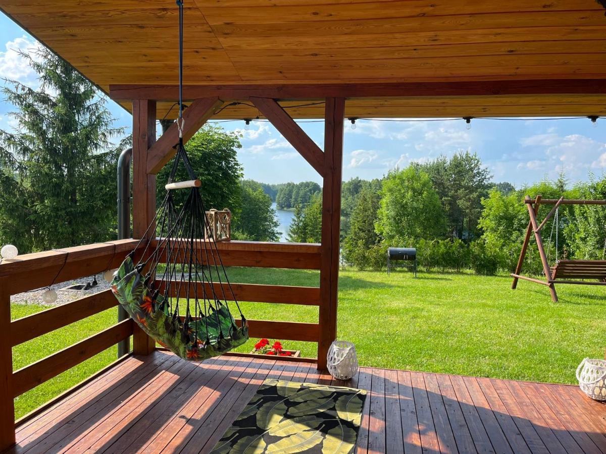 Domek Z Kominkiem Nad Jeziorem Z Jacuzzi Ogrodowym Sumowo  Bagian luar foto